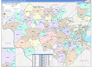 Middlesex-Somerset-Hunterdon Metro Area Wall Map Color Cast Style
